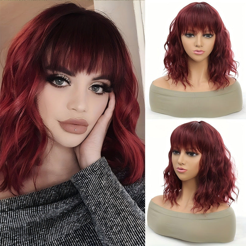 Water Ripple Rose Net Breathable Wave Female Wig Short Curly Hair