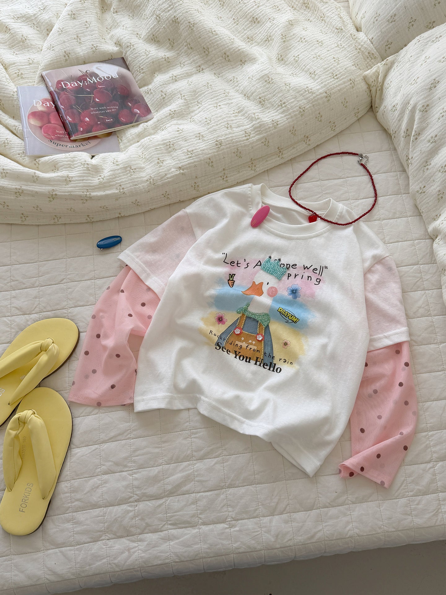 Stitching Sleeves Fake Two-piece Summer Versatile Casual Fashion Sun Protective Children's T-shirt
