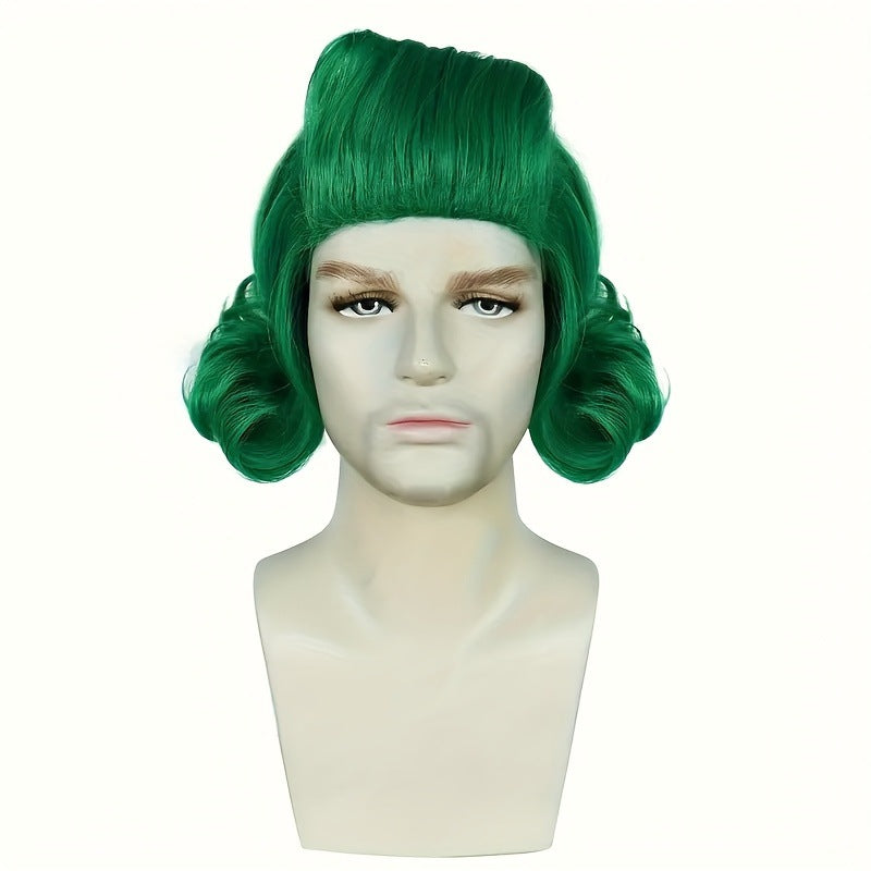 Curly Hair Green Wave Shape Halloween Cos Wig