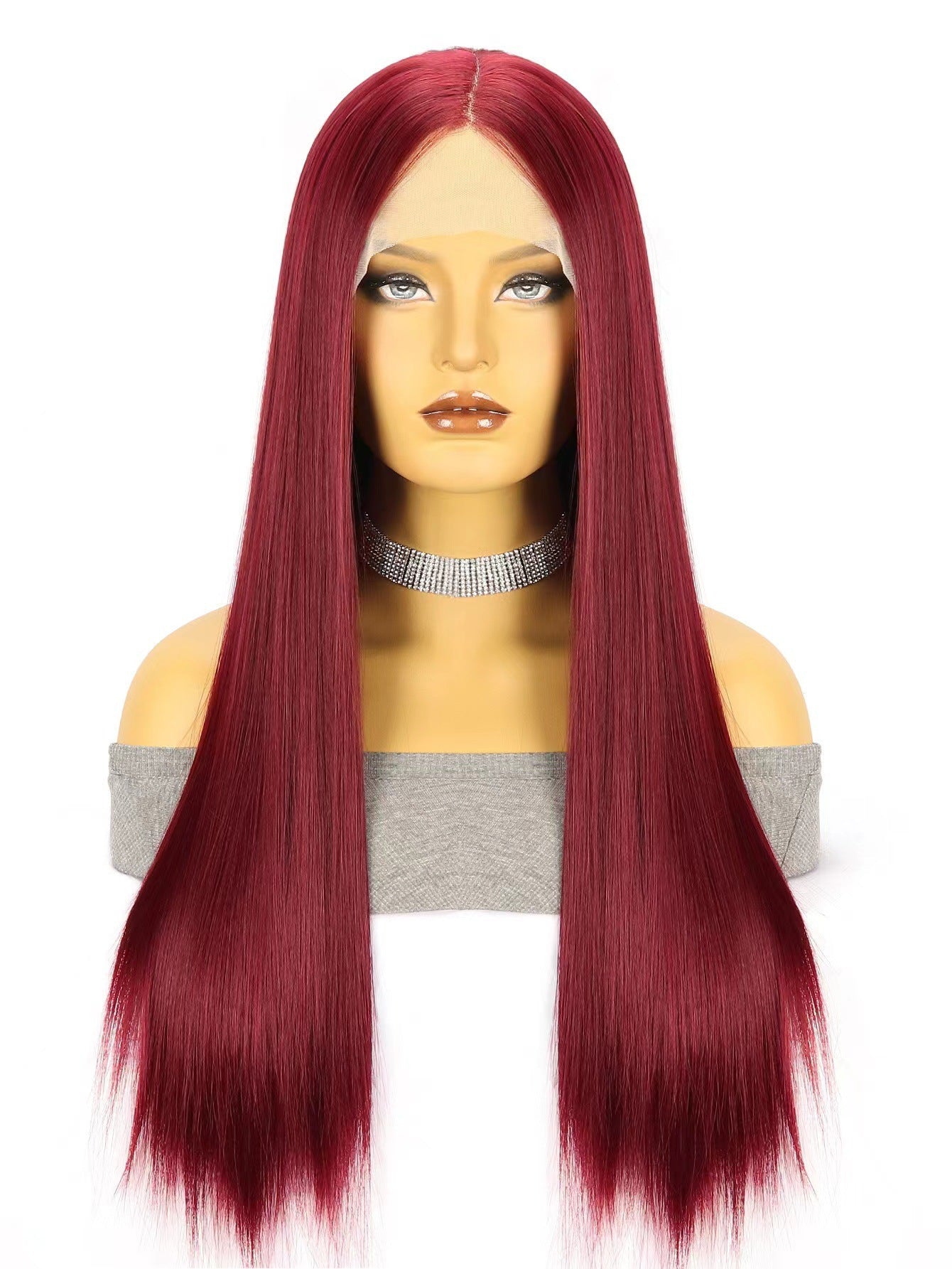 Women's Fashion Front Lace Mid-length Hair Chemical Fiber Long Straight Wig
