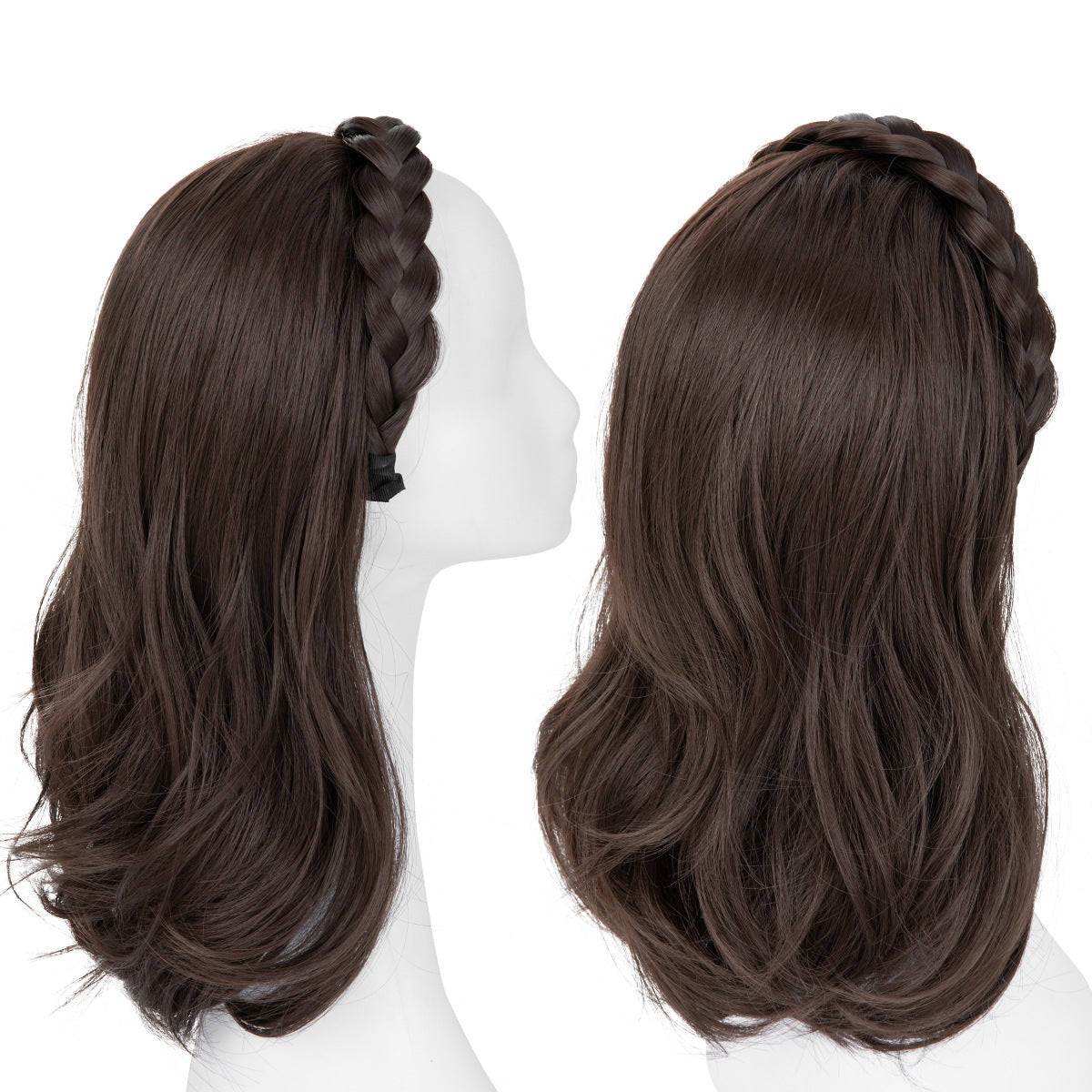 Plaits Headband One-piece Hair Replacement Curly Wig Long Curls