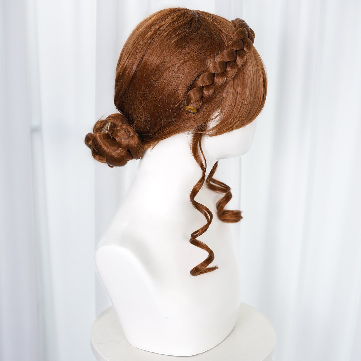 Frozen Anna Fluffy Braided Twist Braid Updo Low Cos Wig