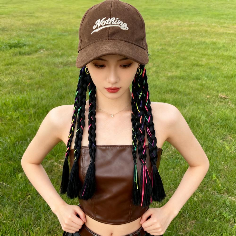 Peaked Cap Twist Braid Fashion Sweet Cool Hot Boxing Wig Ponytail