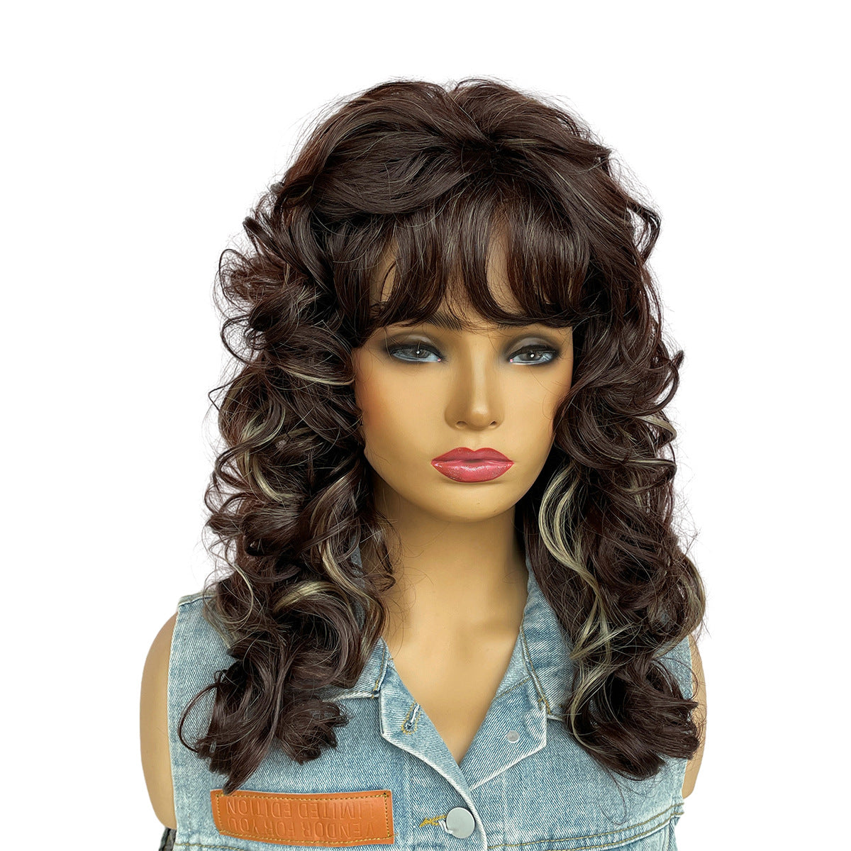 Brown Mid-length Curly Hair Band Bangs Wig Long Curls