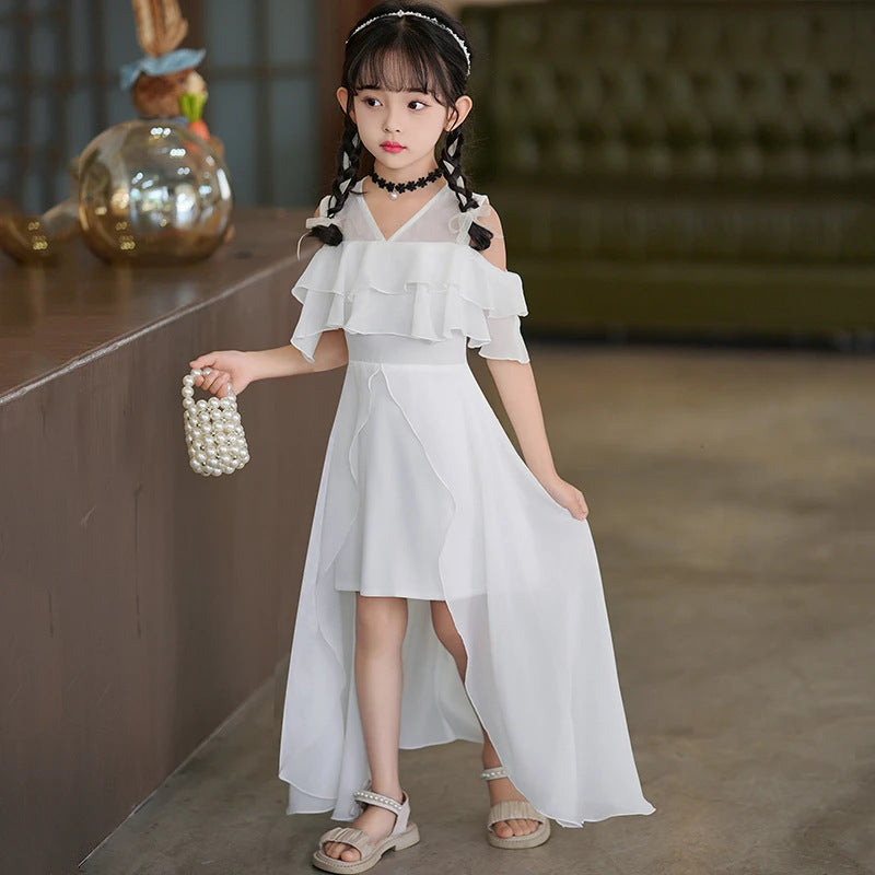 Children's Chiffon Mid-length Western Style Floral Skirt Children's Dress