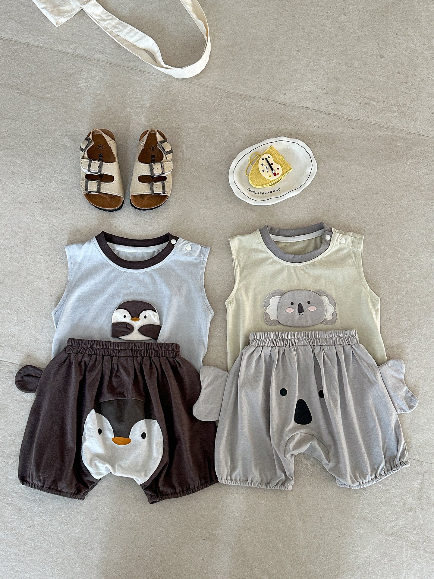 Summer Infant Boy Cartoon Sleeveless T-shirt Pants Children's Suit