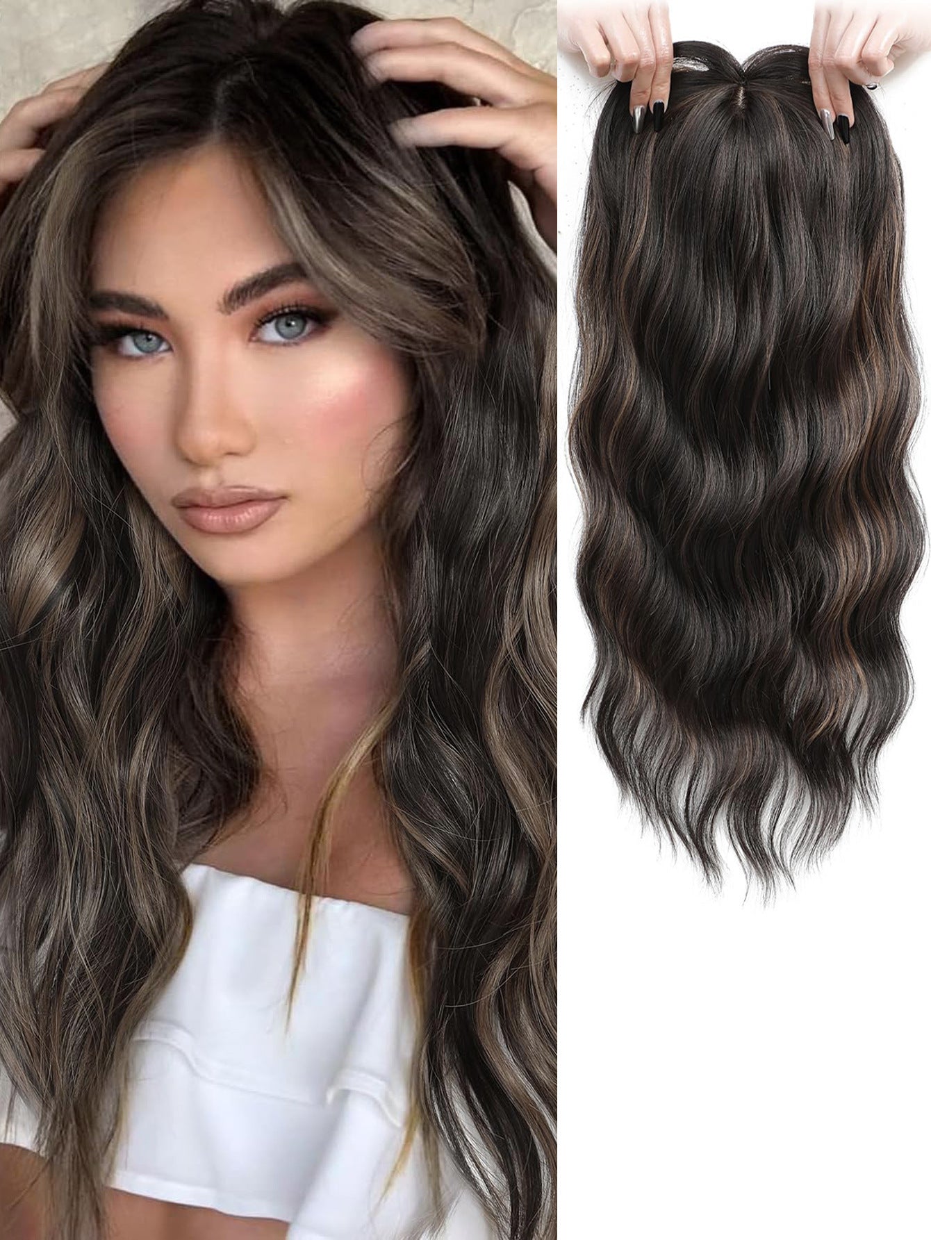 Need To Wear Hair Black Gold Gradient Female Straight Top Wig Long Curls