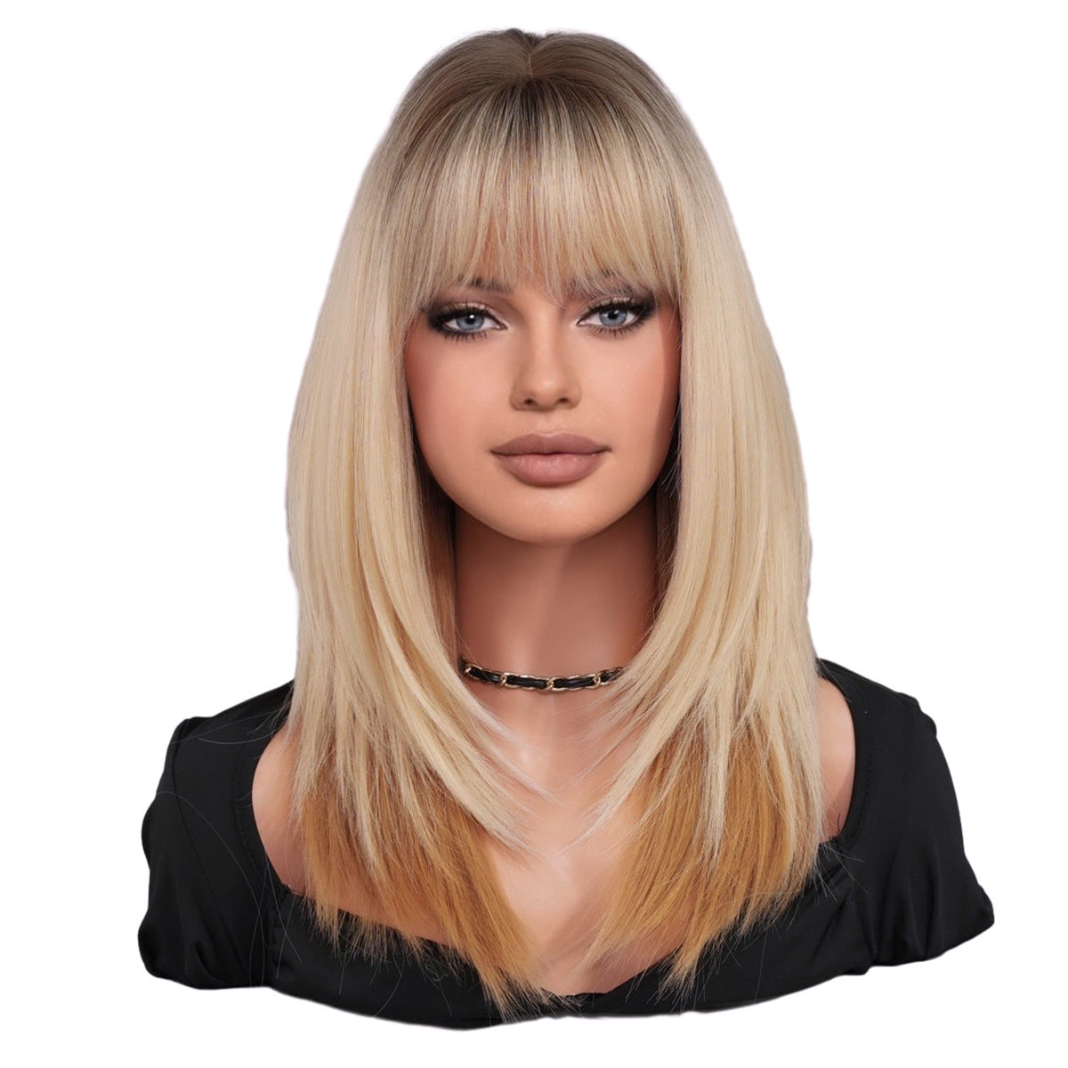 Female Siamese Kitten Bangs Hair Tail Long Straight Wig