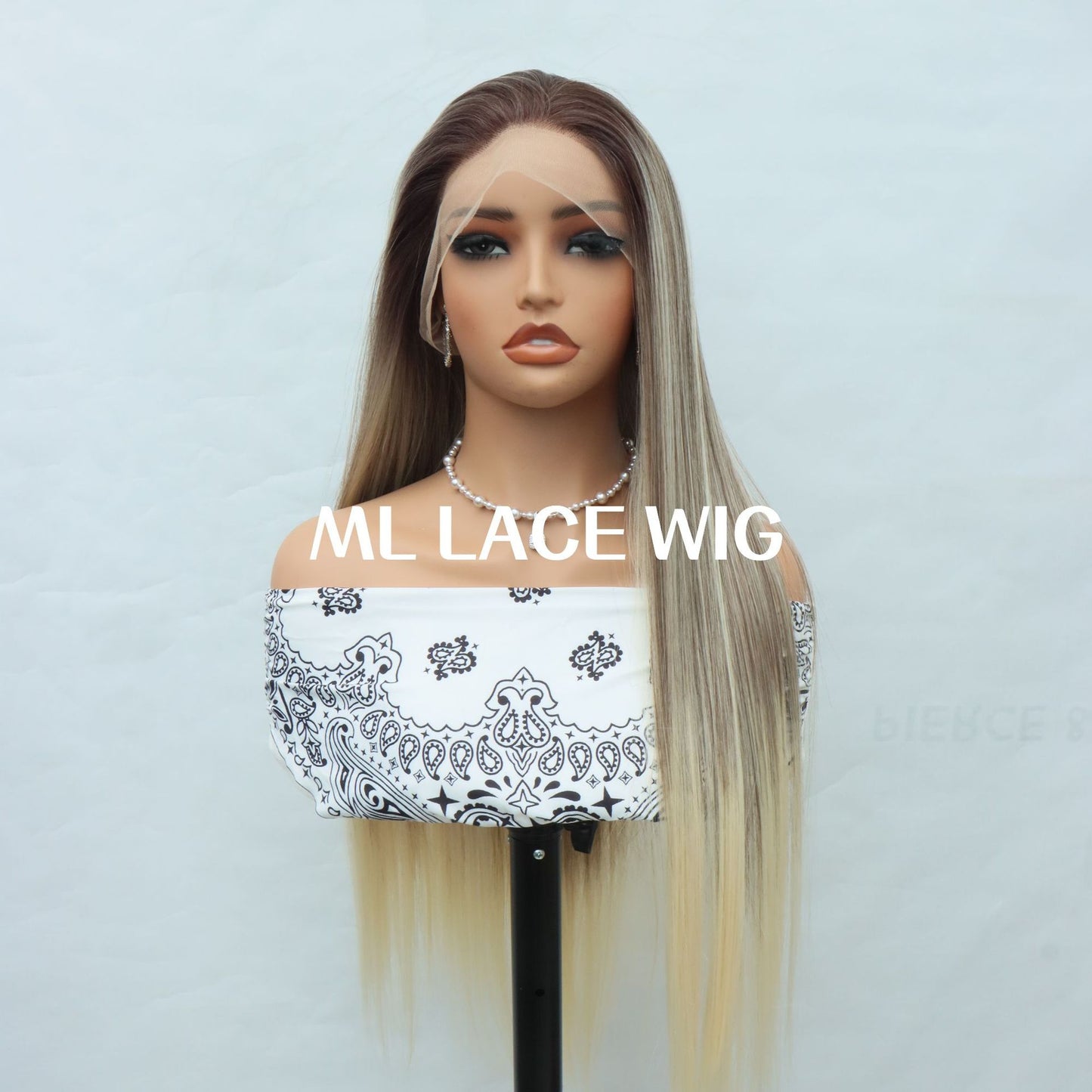 Women's Lace Hand Crocheting Team Hair Fiber Long Straight Wig