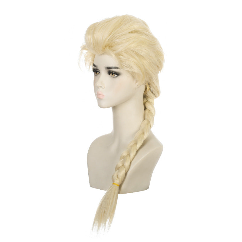Frozen Princess Elsa Halloween Queen Beige Braid Cos Wig