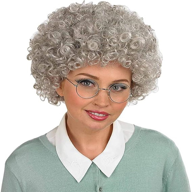 Short No Lace Light Gray Granny Grey Real Hair Wig
