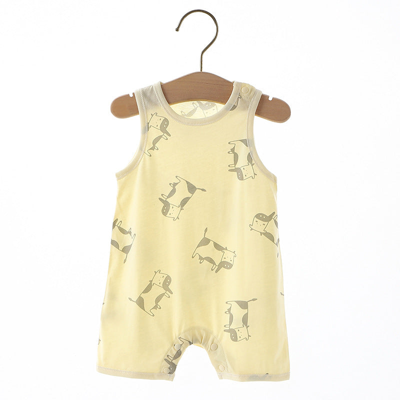 Thin Class Pure Cotton Boneless Short-sleeved Clothes Male Female Jumpsuit, Climbing Suit