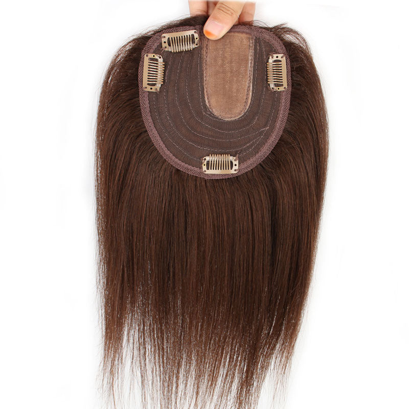 Human Hair Head Supplementing Piece Delivery Needle Split Middle Hairpiece Wig