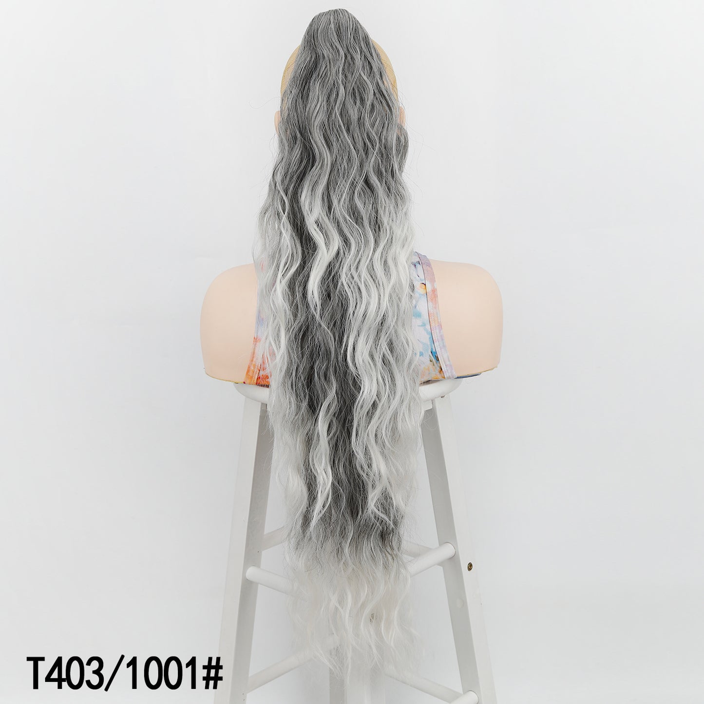 Women's Water Ripple Fluffy Long Curly Hair Chemical Fiber Silk Height Wig Ponytail
