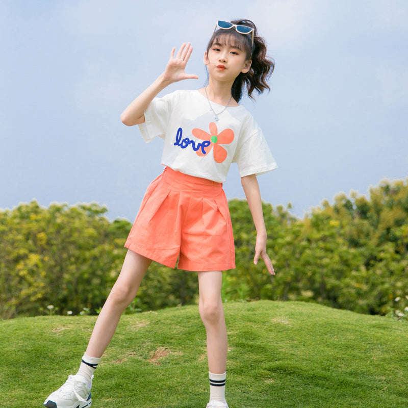 Children's Summer Suits Western Style Short-sleeved Shorts Medium Big Children's Suit