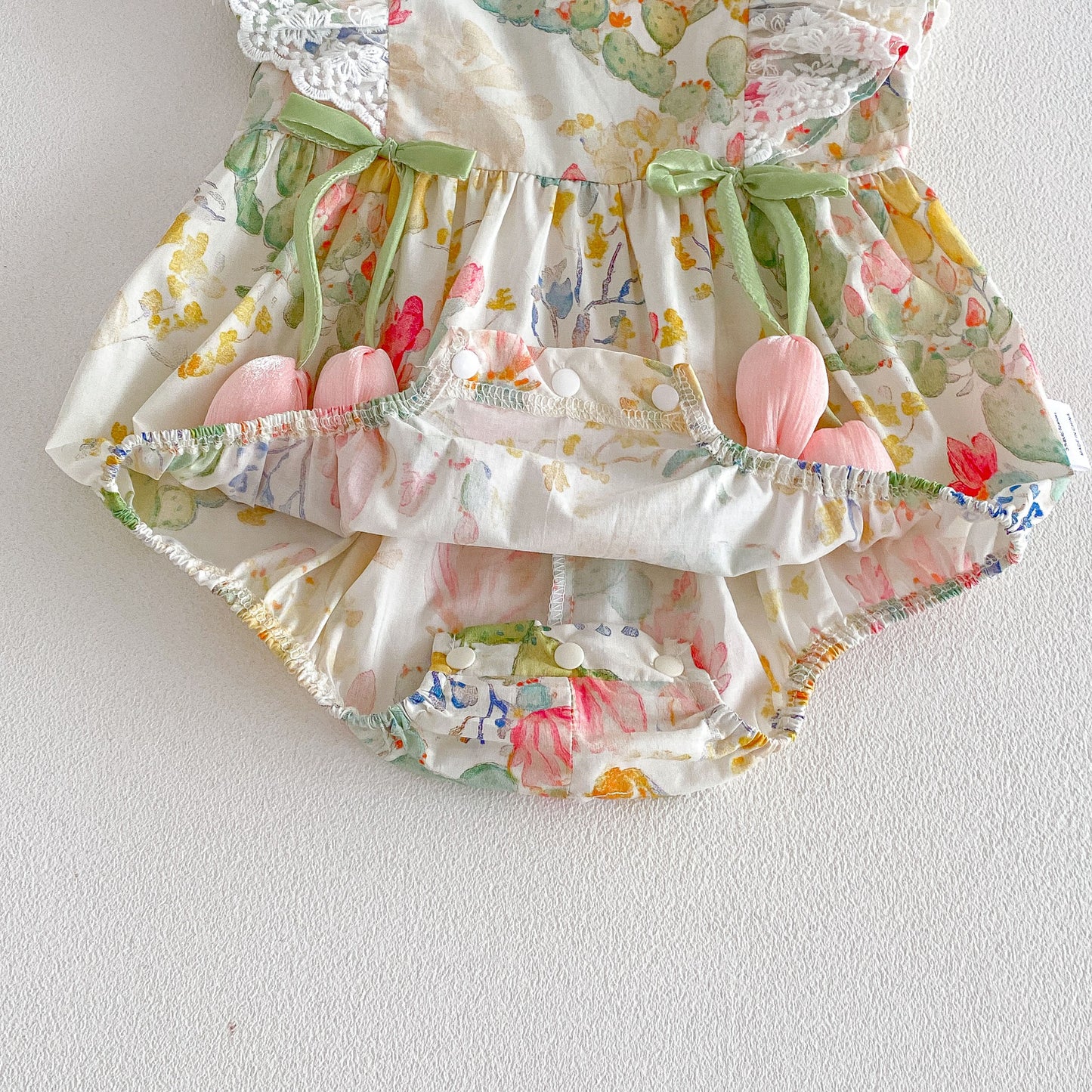 Pastoral Flower Jumpsuit Sweet Princess Romper Born Jumpsuit, Climbing Suit