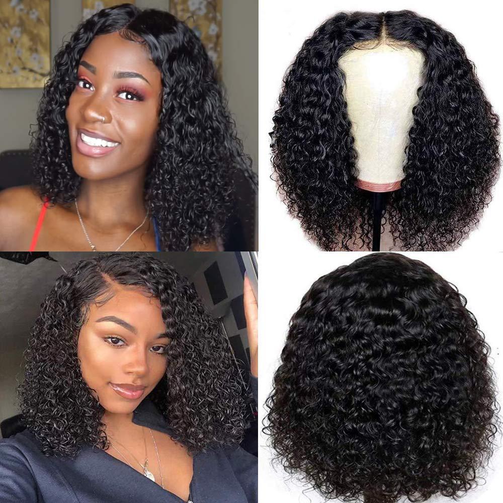 Women's Mid-length Small Roll Afro Front Lace Wig Short Curly Hair