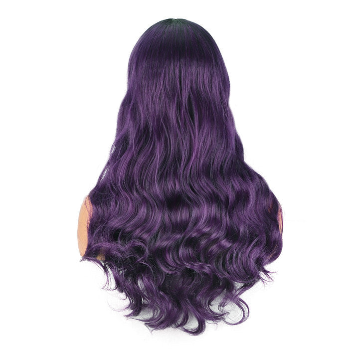 Purple Curly Medium Large Wave Head Wig Long Curls
