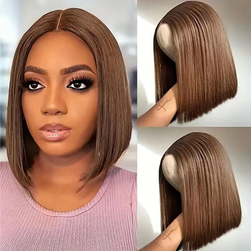 New Simulation Human Front Lace Fake Wig Short Straight Hair
