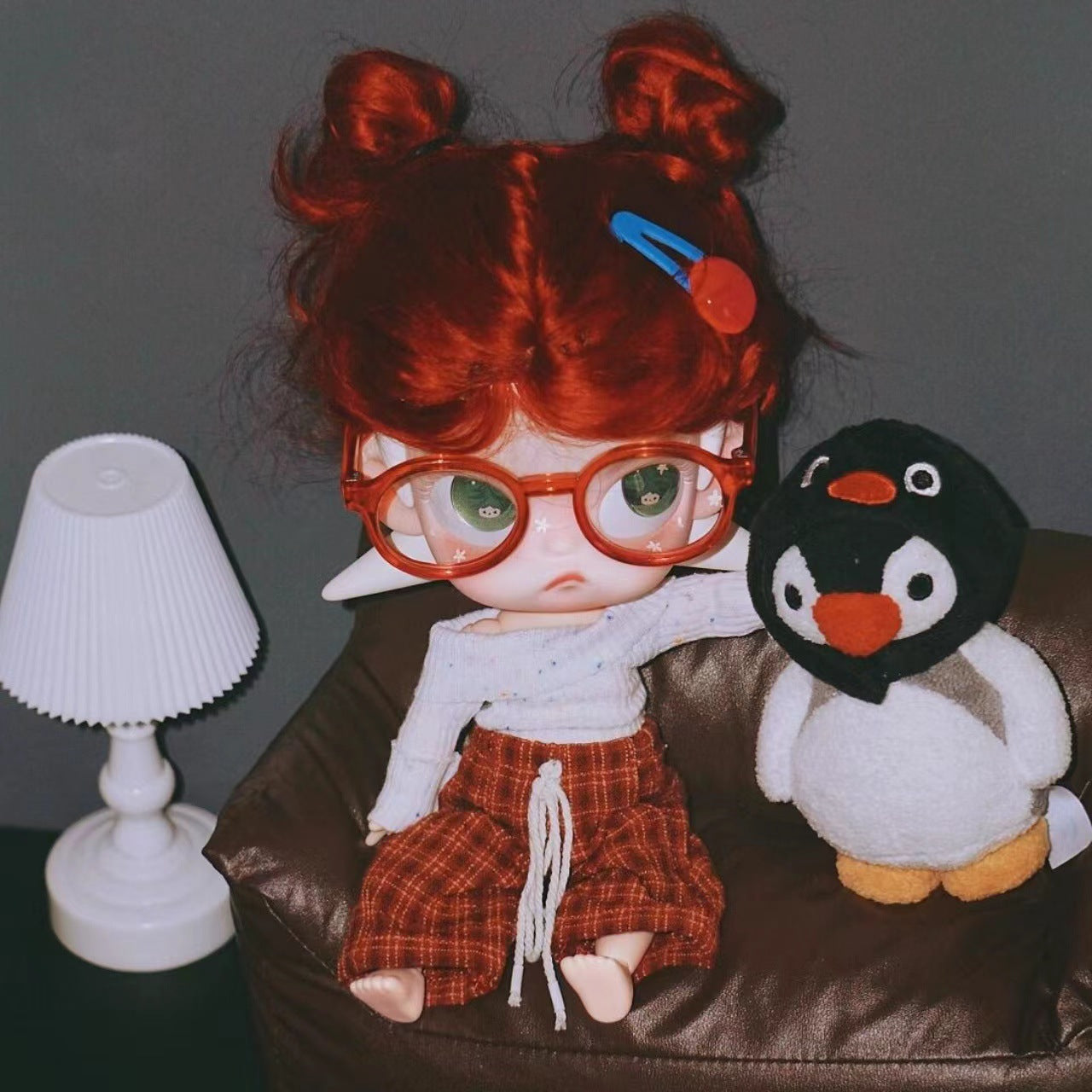 Red White Wavy Sister Doll Fiber Super Multiple Amount Can Cos Wig
