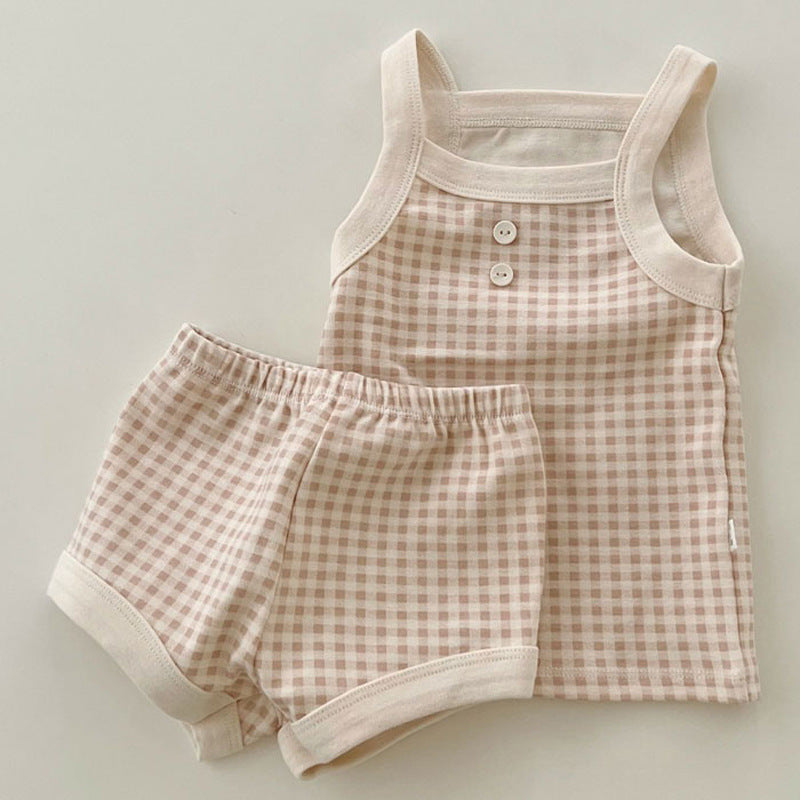 Summer Infant Cotton Camisole Cool Vest Top Bloomer Children's Suit