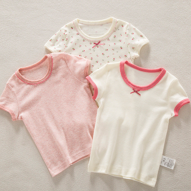 Cherry Short-sleeved Cotton Breathable Bottoming Shirt Children's T-shirt