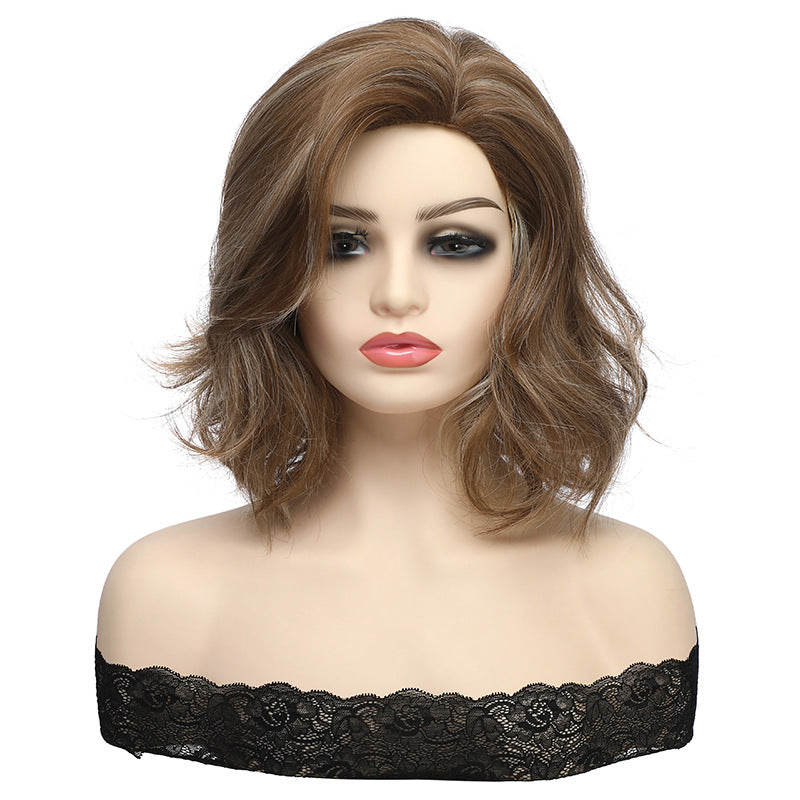 Female Gradient Color Full Top Cover Wig Short Curly Hair