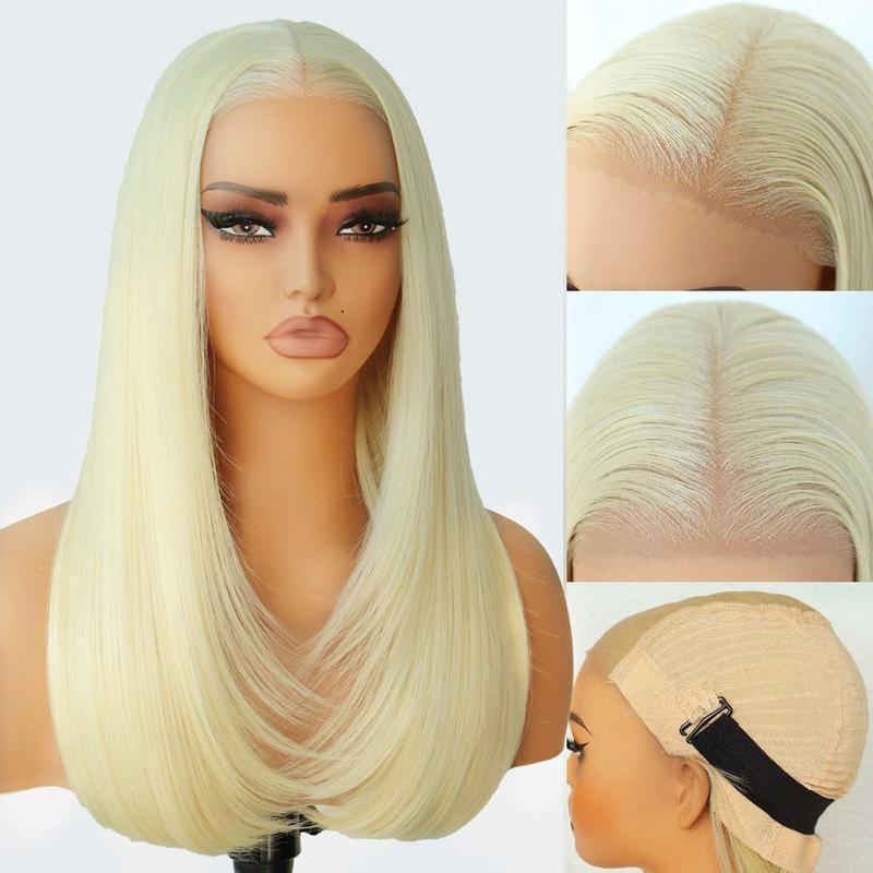 Hand-woven Black Mid-length Hair Daily Full Type Fiber Head Long Straight Wig