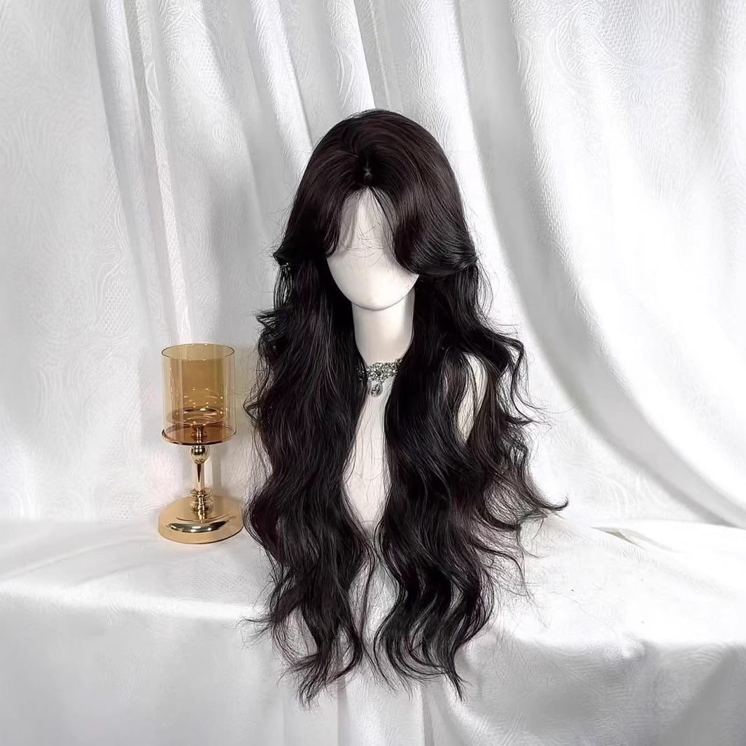 Wave Long-hair Woman Fluffy Natural Black Wig Long Curls