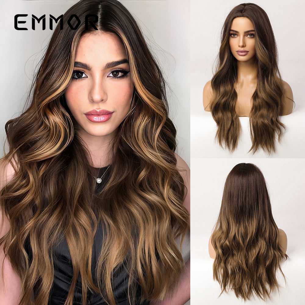 Female Atmosphere Dignified Goddess Gradient Brown Long Straight Wig