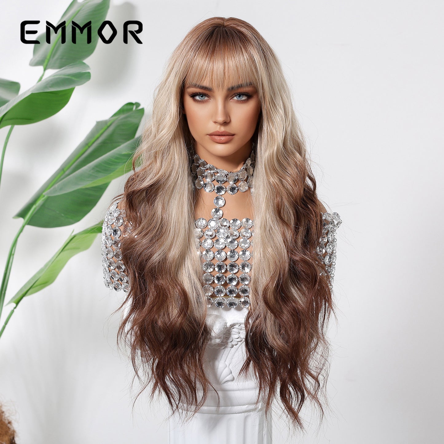 Paris Painting Dyed Fashion Air Bangs Curly Hair Wig Long Curls