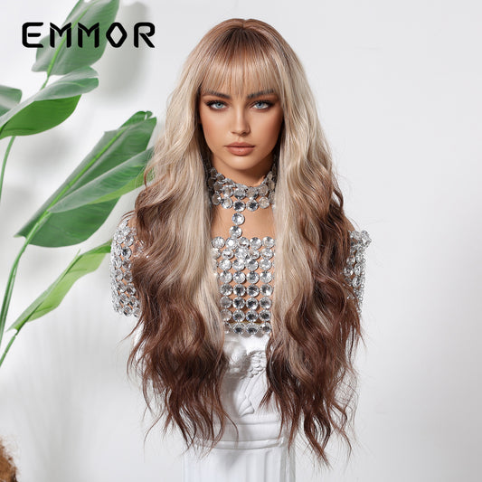 Paris Painting Dyed Fashion Air Bangs Curly Hair Wig Long Curls