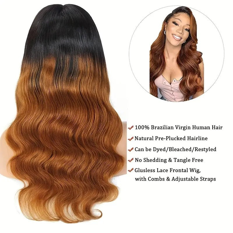 Lace Gradient Brown Curly Hair Big Female Wig Long Curls