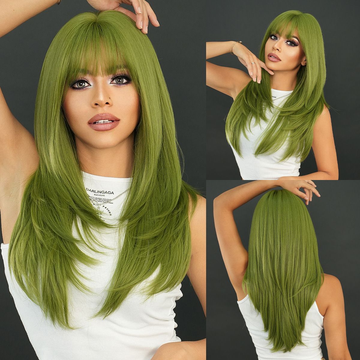Bangs Mid-length Texture Straight Hair Intellectual Female Mechanism Wig Long Curls