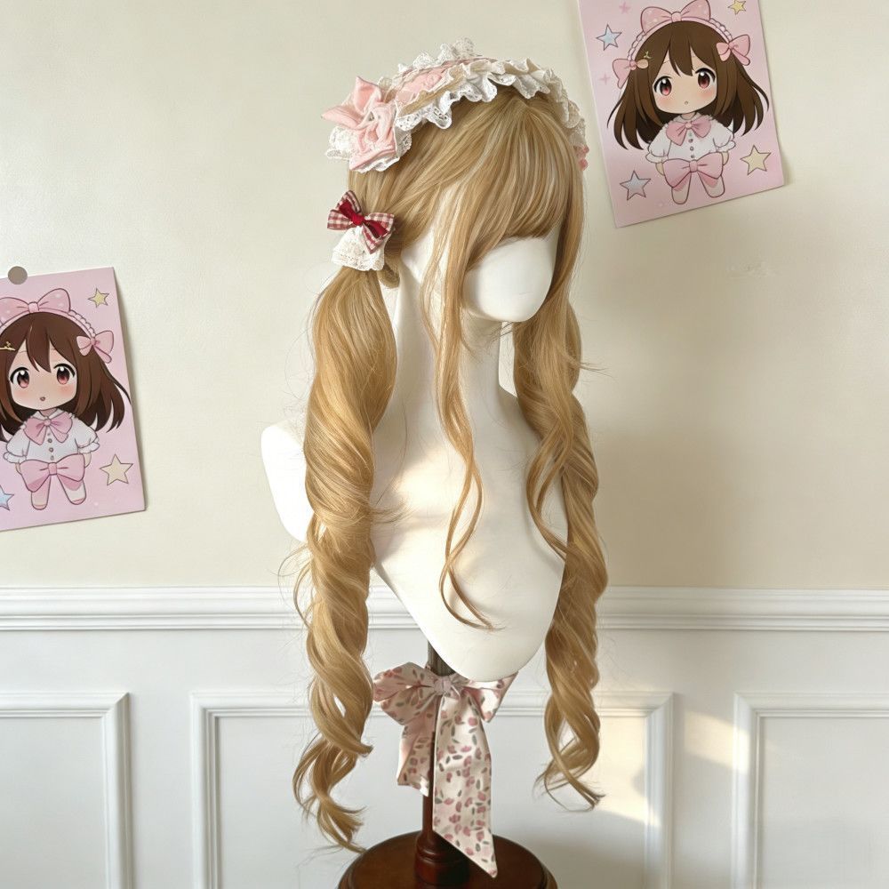 Curly Hair Straight Bangs Little Rose Roman Roll Wig Long Curls