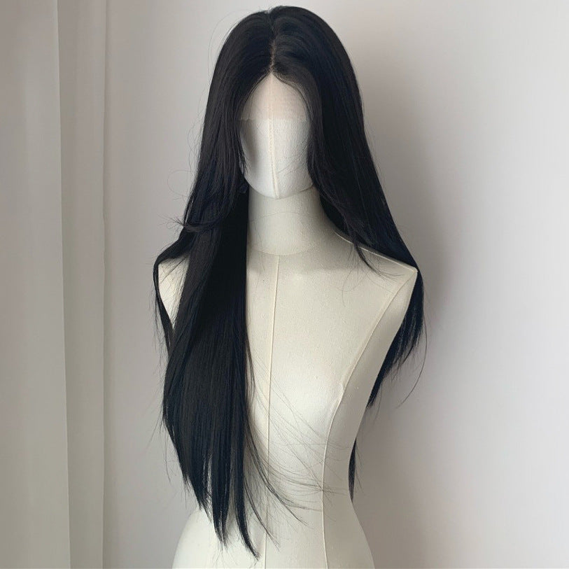 Female Forehead Lace High Level Mixed Long Straight Wig