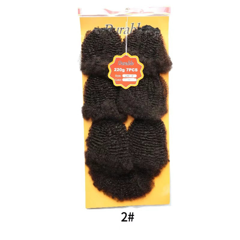 Protein Silk Weft Piece African Long Roll Wig Short Curly Hair