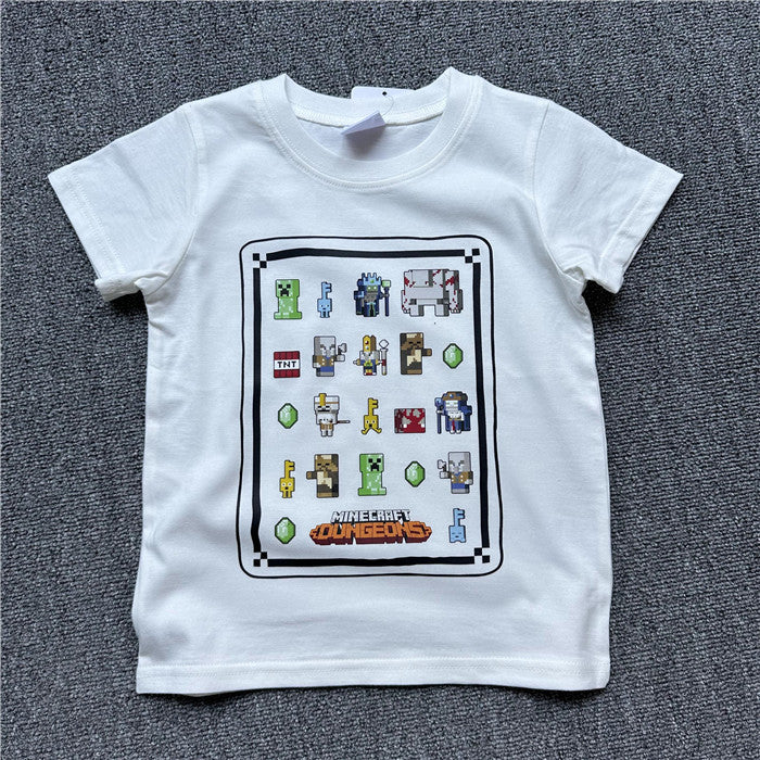 Children's Clothing Daily Order Summer My World Game Theme Series Solid Children's T-shirt