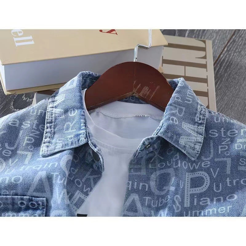 Children's Medium Large Shirts Loose Western Style Boys Spring Casual Fashionable Children's Shirt