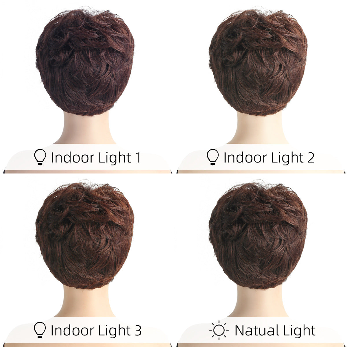 Female Brown Fluffy Chemical Fiber Rose Wig Short Curly Hair