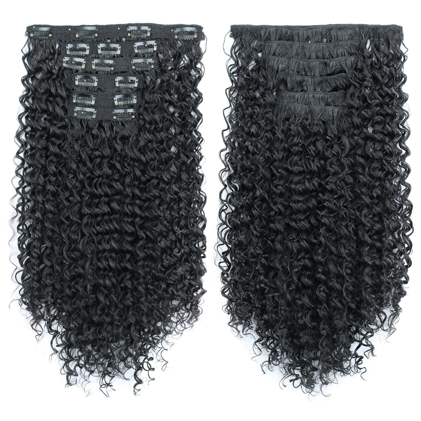 Women's Long Curly Hair Clip-on Natural Fashion Black Small Wig