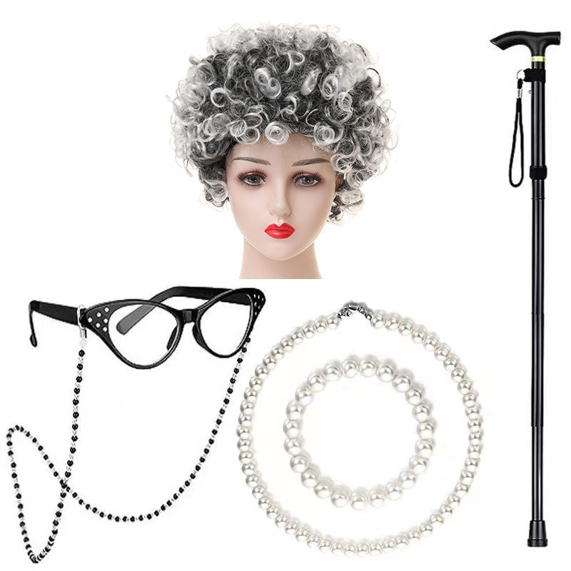 School Day Grandma Sheath Halloween Grandpa Cos Wig