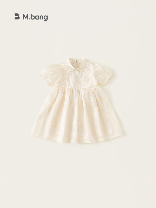 Children's Summer National Style Puff Sleeve Princess Chinese Tulle Children's Dress