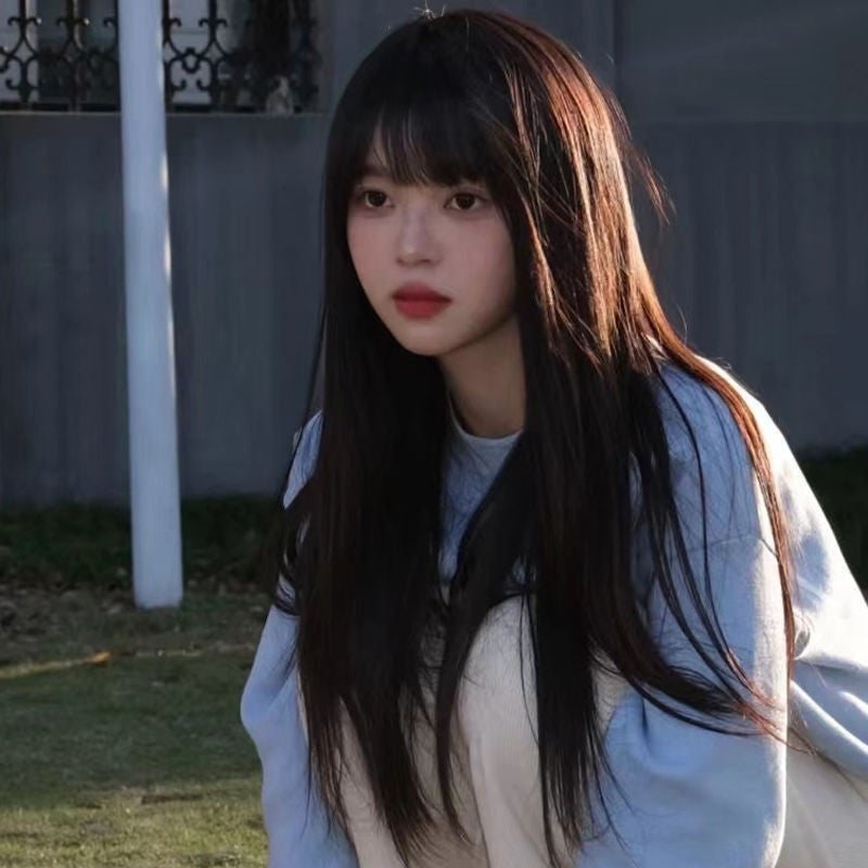Top Female Hair Bangs Natural Summer Ladies Head Long Straight Wig