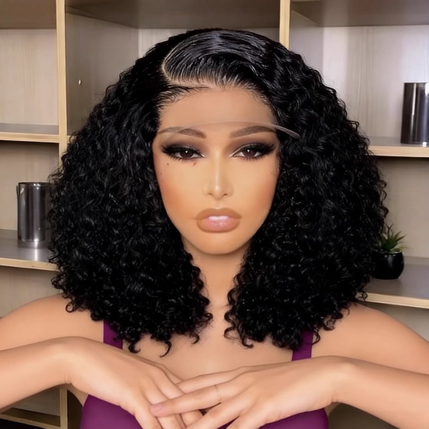 Classic Black African Small Front Lace Wig Short Curly Hair