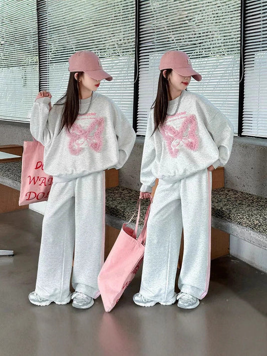 Sports Bow Clothes Middle Big Fashion Lace Children's Suit
