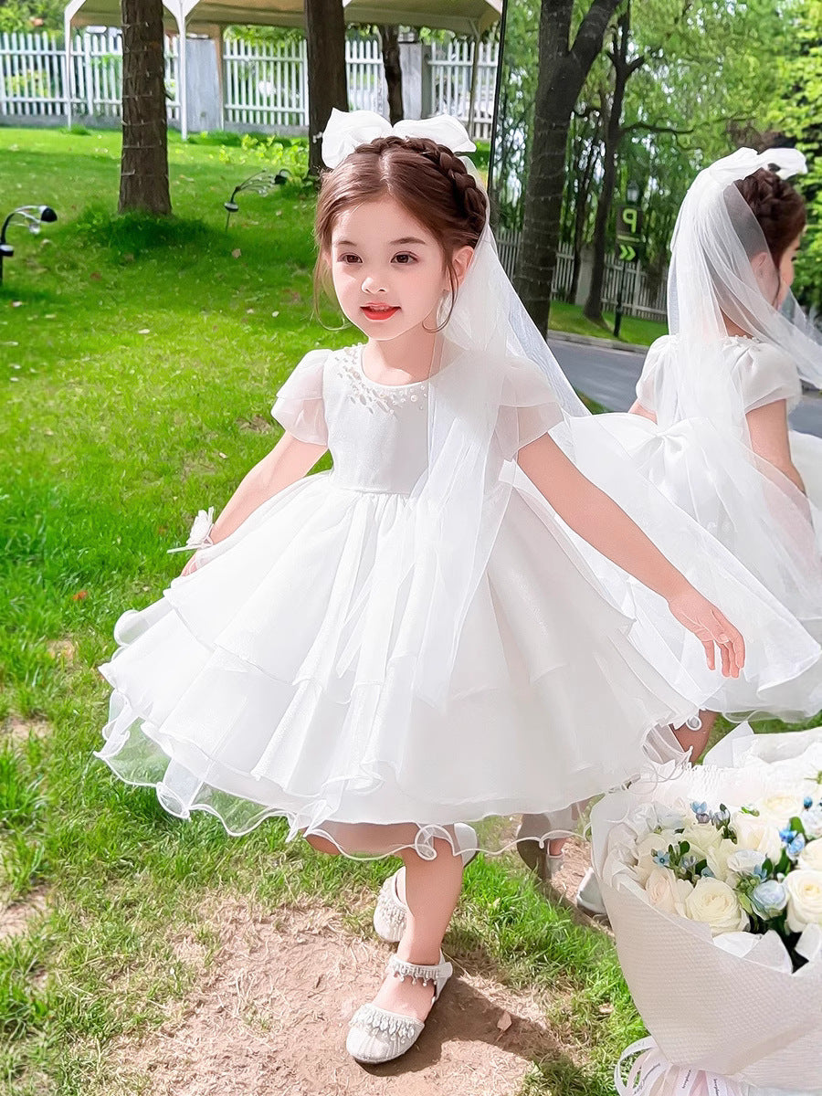 Children's Wedding Cake Pettiskirt Princess Birthday Host Light Children's Dress
