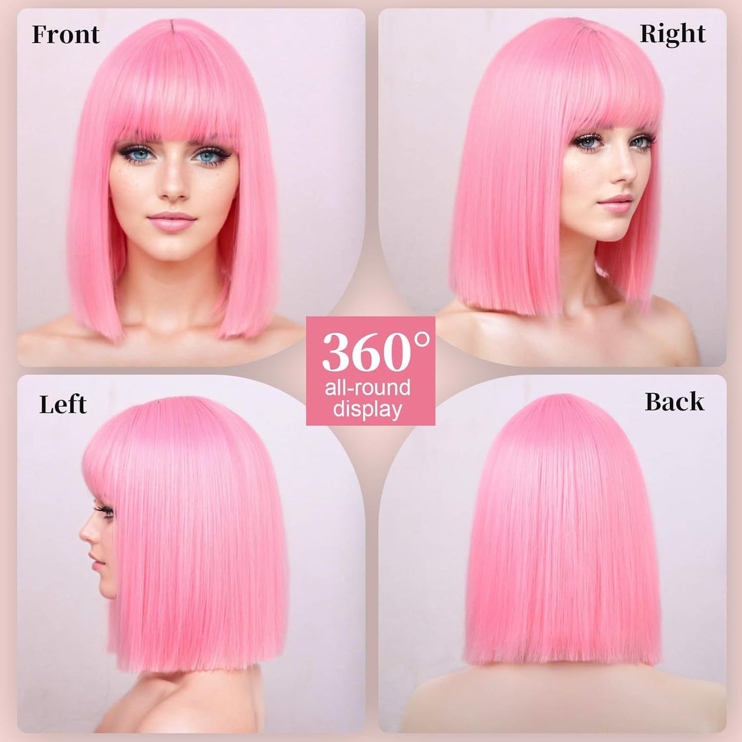 Women's Bangs Fiber Head Cover Optional Wig Short Straight Hair