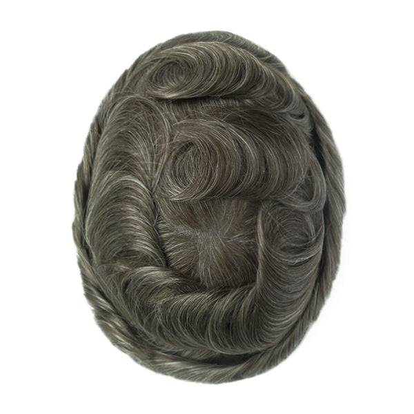 Men's Leather Hand Crochet V Needle Hairpiece Men's Wig