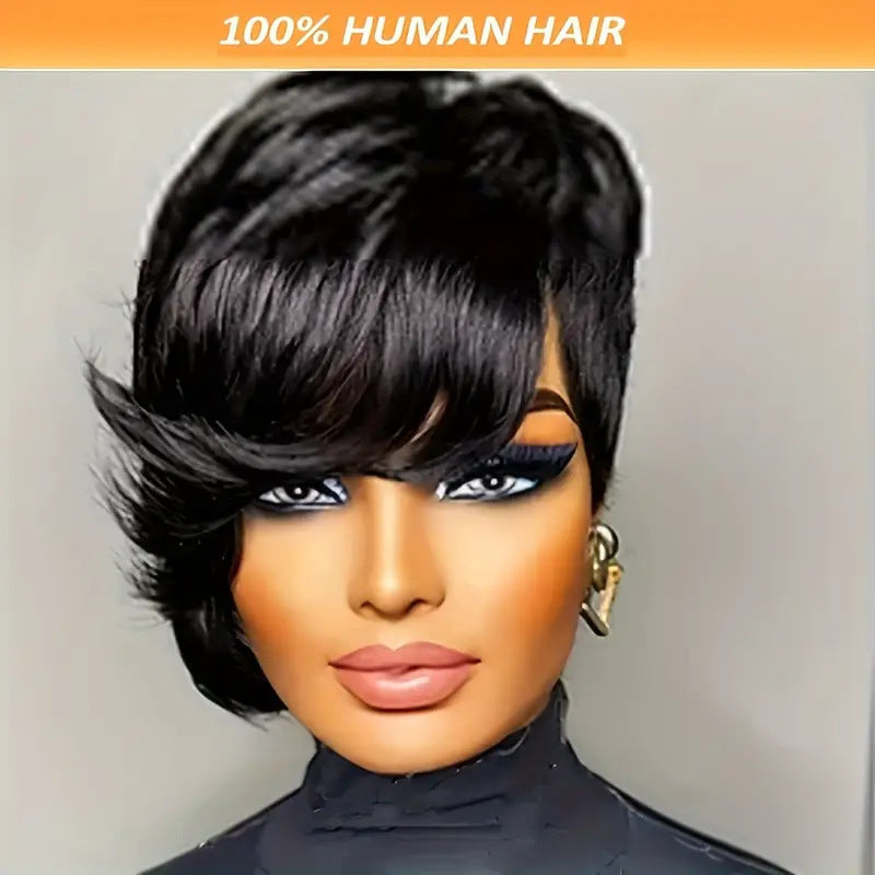 Women's Fashion Synthetic Wigs Black Partial Wig Short Curly Hair